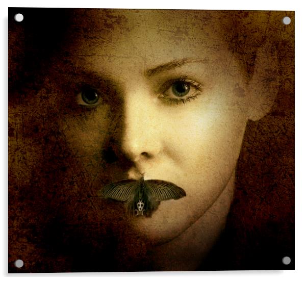 Butterfly Lips Acrylic by Caroline Claye