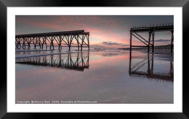 Steetley Pier sunrise Framed Mounted Print by Marcia Reay
