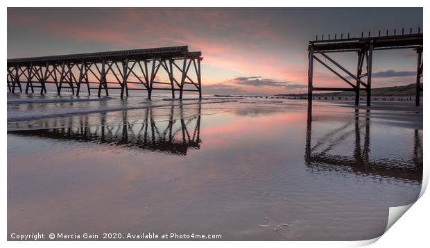 Steetley Pier sunrise Print by Marcia Reay