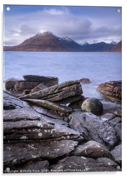 Snow capped Cuillins from Elgol Acrylic by Phillip Dove LRPS