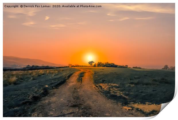 Sunset fields in clitheroe lancashire Print by Derrick Fox Lomax