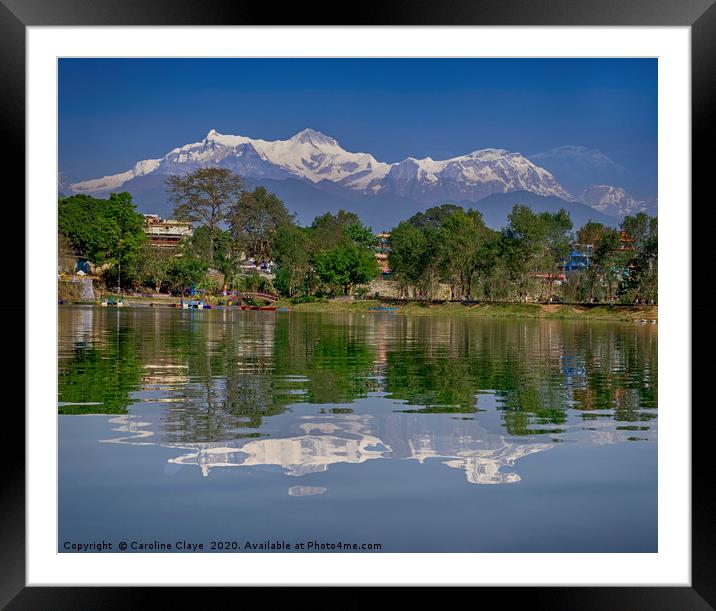 Lake Phewa, Pokhara Framed Mounted Print by Caroline Claye