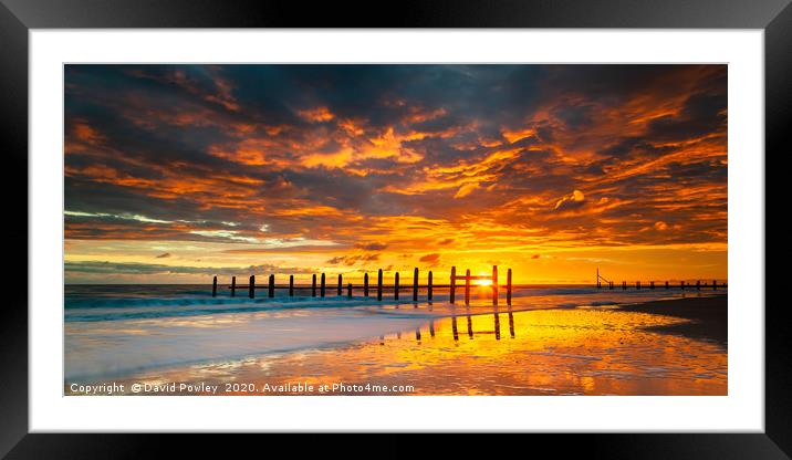 Sunrise on Happisburgh Beach Norfolk Framed Mounted Print by David Powley