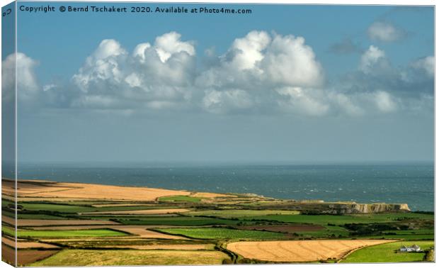 Fields and Pastures, Rhossili Coast, Gower, Wales Canvas Print by Bernd Tschakert