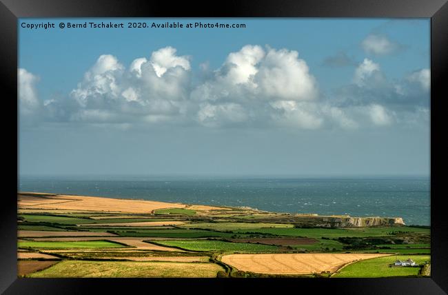 Fields and Pastures, Rhossili Coast, Gower, Wales Framed Print by Bernd Tschakert