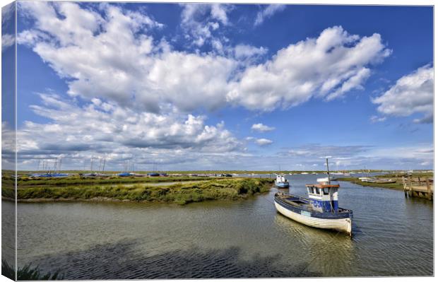 Brancaster Staithe harbour at high tide Canvas Print by Gary Pearson