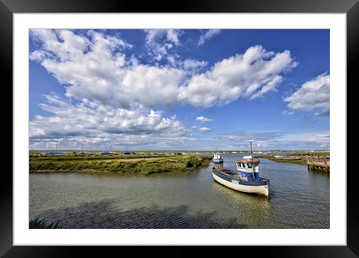 Brancaster Staithe harbour at high tide Framed Mounted Print by Gary Pearson