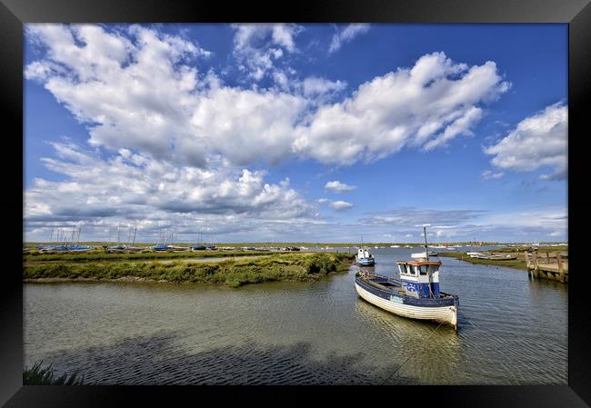 Brancaster Staithe harbour at high tide Framed Print by Gary Pearson