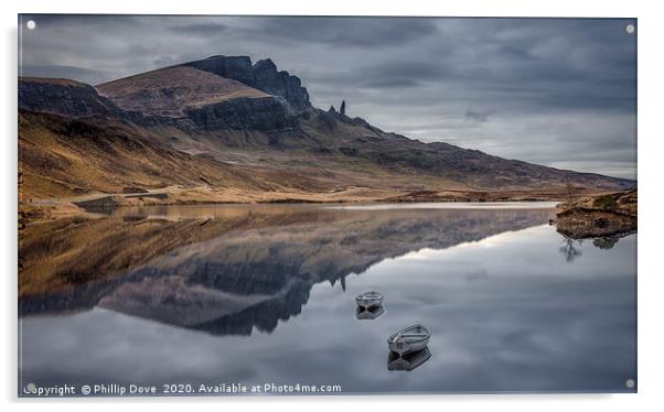The Old Man of Storr from Loch Fada Acrylic by Phillip Dove LRPS