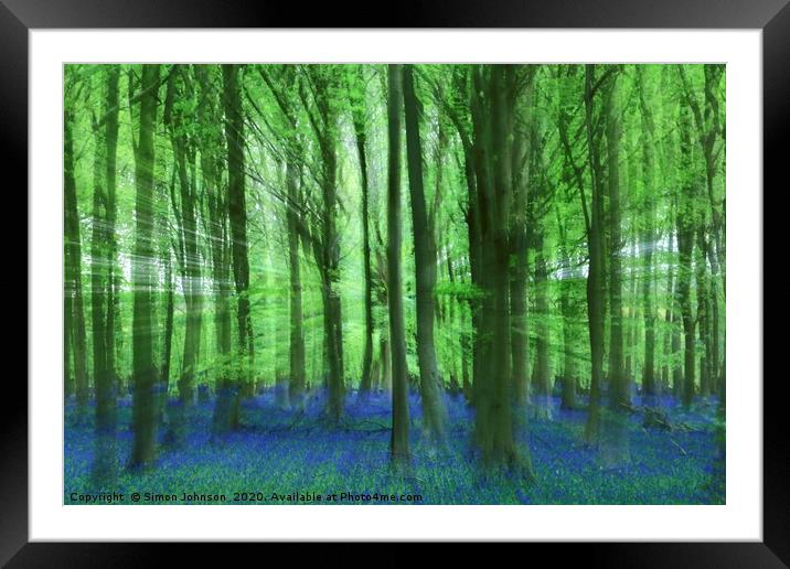 Bluebell Woodlanf creative image Framed Mounted Print by Simon Johnson