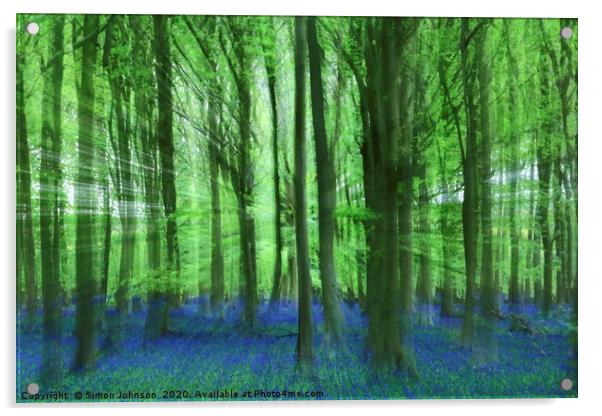 Bluebell Woodlanf creative image Acrylic by Simon Johnson