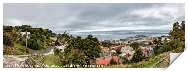 Panoramic view of the city center and port of Burn Print by RUBEN RAMOS
