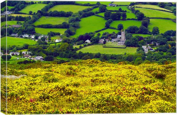 Widecombe in the Moor Canvas Print by Steven Watson