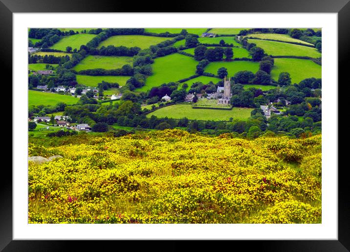 Widecombe in the Moor Framed Mounted Print by Steven Watson