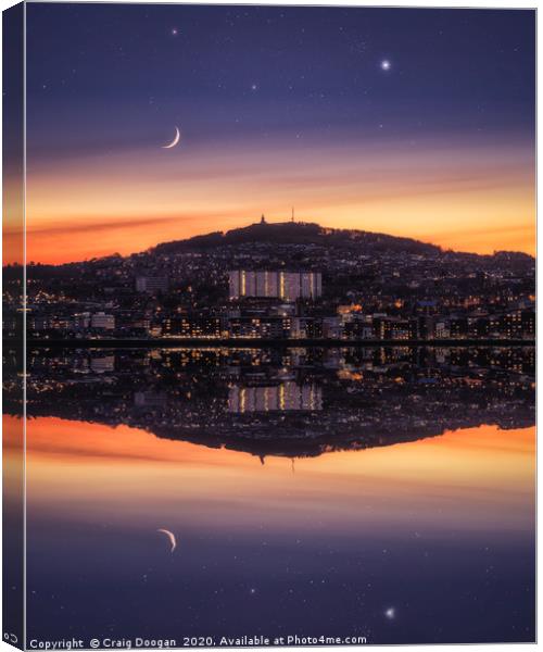 Dundee Cityscape with the Moon & Venus Canvas Print by Craig Doogan