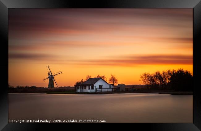 Sunset colour over the River Thurne Norfolk Broard Framed Print by David Powley