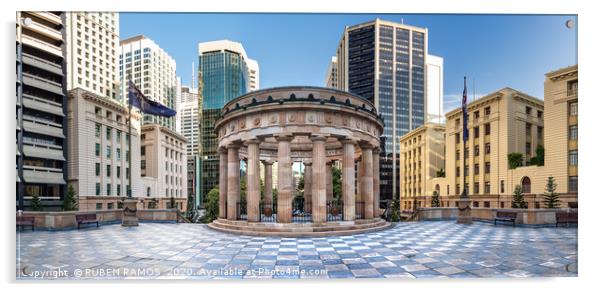 The ANZAC Square and war memorial in Brisbane. Acrylic by RUBEN RAMOS