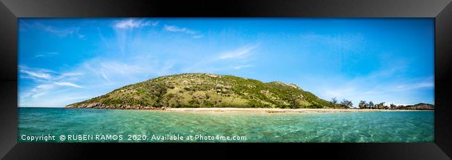 Panoramic view of the Lizard Island and beach in Q Framed Print by RUBEN RAMOS