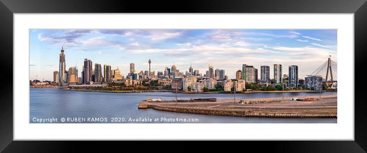 Cityscape panorama at White Bay, Sydney.  Framed Mounted Print by RUBEN RAMOS