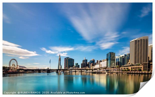 Cityscape at Pier 26 and Darling Harbour in Sydney Print by RUBEN RAMOS