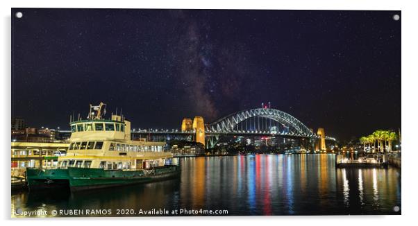 Panoramic view of the Sydney Harbour at a starry n Acrylic by RUBEN RAMOS
