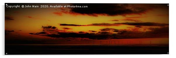 Windmills at Sunset Acrylic by John Wain