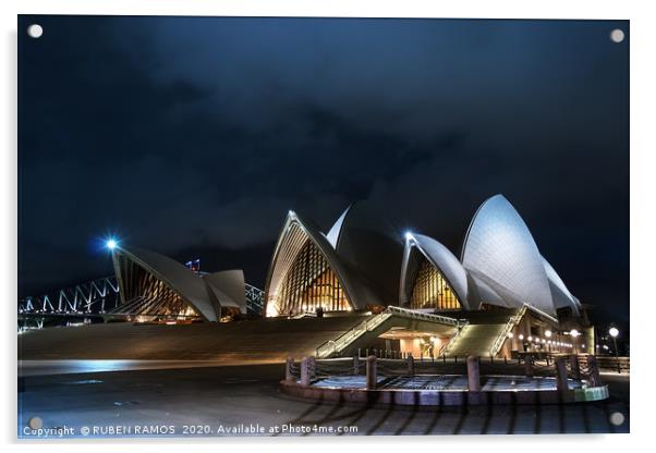 The Opera House and promenade at night, Sydney, Au Acrylic by RUBEN RAMOS