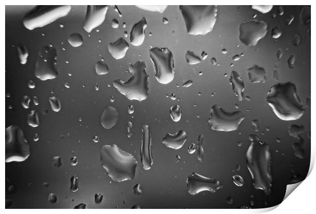 Raindrops Close-up on a Glass Window Print by Rob Cole
