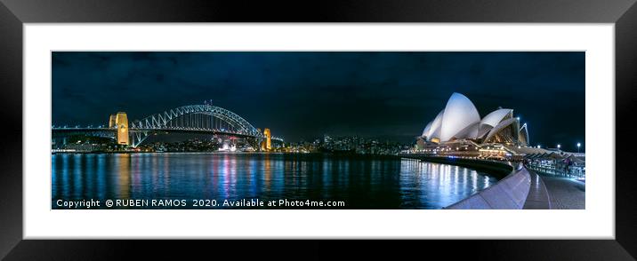 Panoramic view of the Sydney bridge and the Opera  Framed Mounted Print by RUBEN RAMOS