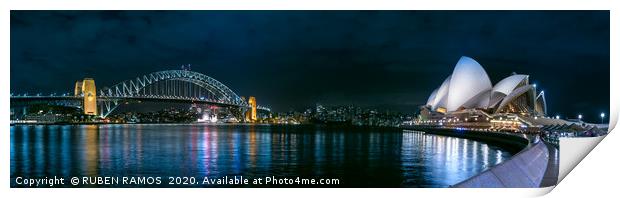 Panoramic view of the Sydney bridge and the Opera  Print by RUBEN RAMOS