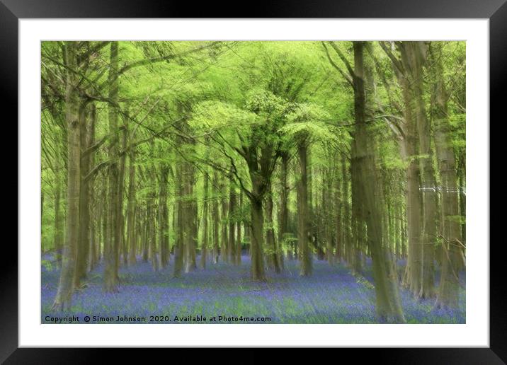 Bluebell Wood Framed Mounted Print by Simon Johnson