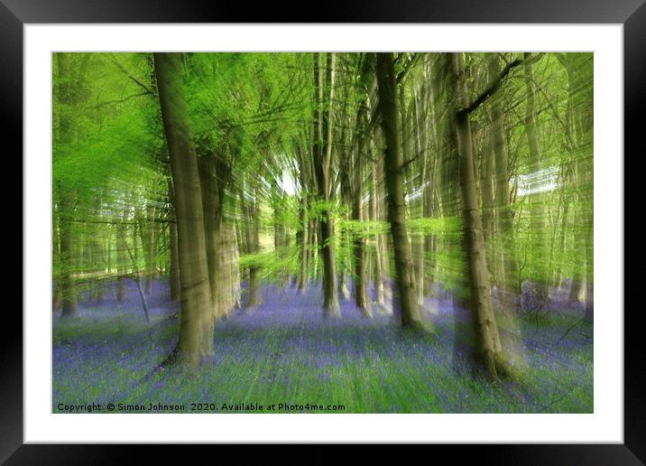  Impressionist image of Bluebell woodland Framed Mounted Print by Simon Johnson