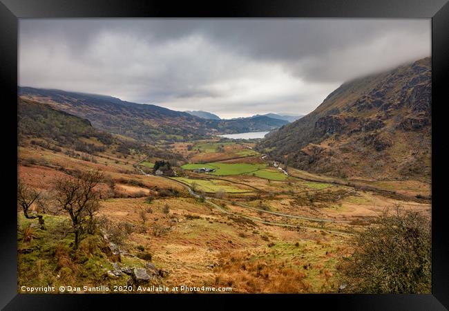 Looking down the valley to Llyn Gwynant, Snowdonia Framed Print by Dan Santillo