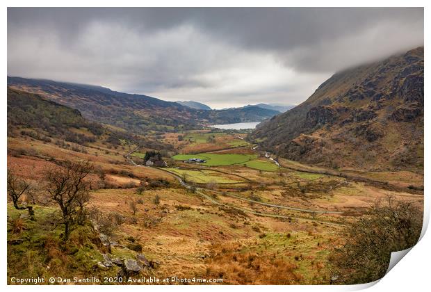 Looking down the valley to Llyn Gwynant, Snowdonia Print by Dan Santillo