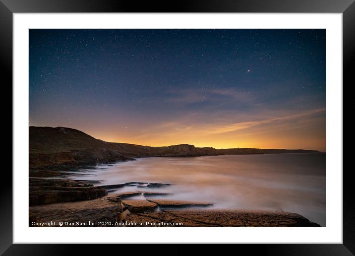 Fall Bay from Tears Point at night, Gower Framed Mounted Print by Dan Santillo