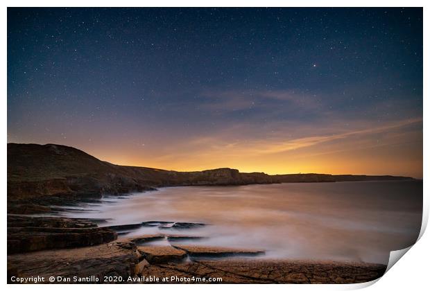 Fall Bay from Tears Point at night, Gower Print by Dan Santillo