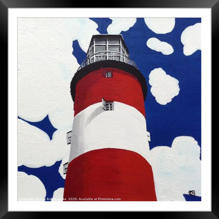 Plymouth Lighthouse Framed Mounted Print by Ann Biddlecombe
