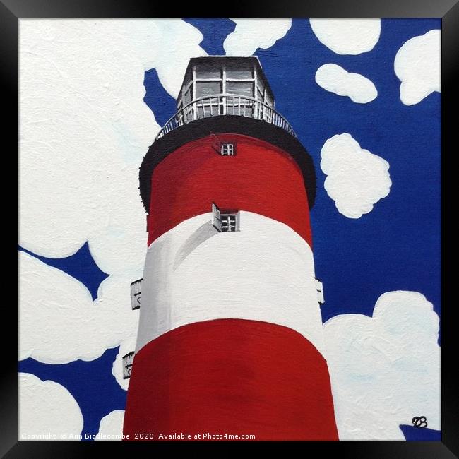 Plymouth Lighthouse Framed Print by Ann Biddlecombe
