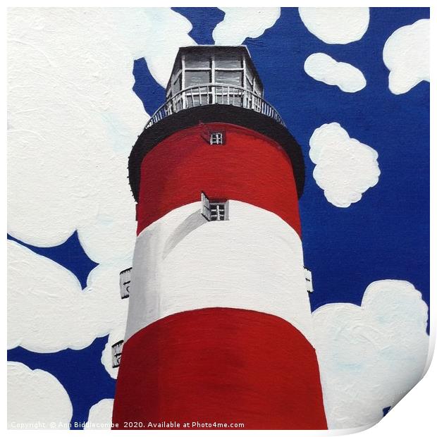 Plymouth Lighthouse Print by Ann Biddlecombe