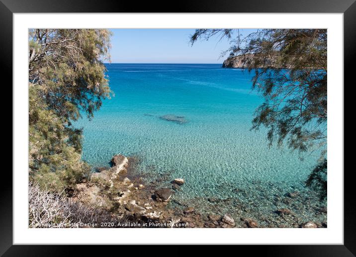 Turquoise Waters at Voulisma Framed Mounted Print by Kasia Design