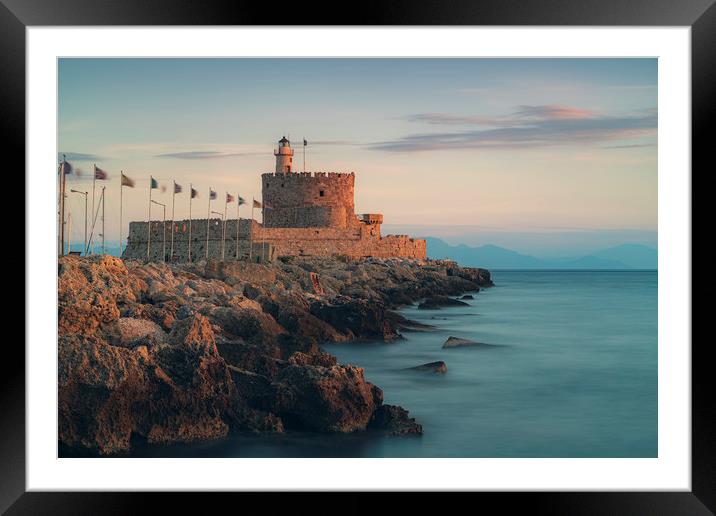 Rhodes Fort of Saint Nicholas at Sunrise Framed Mounted Print by Antony McAulay