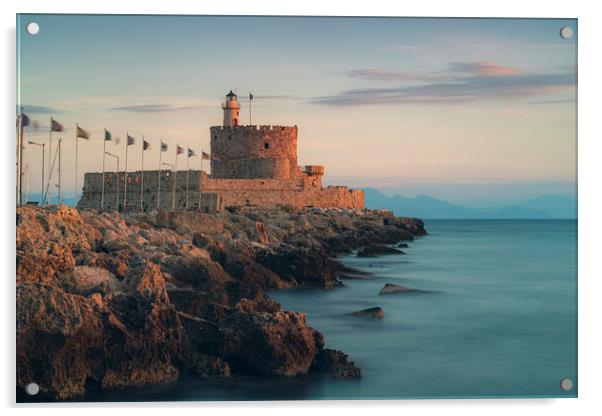 Rhodes Fort of Saint Nicholas at Sunrise Acrylic by Antony McAulay