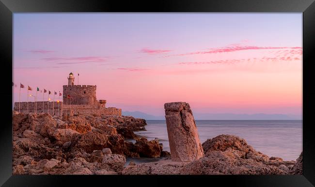 Rhodes Fort of Saint Nicholas Sunrise Panorama Framed Print by Antony McAulay
