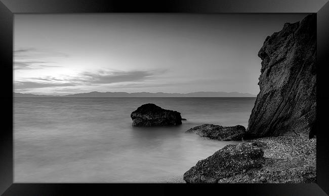Rhodes Kato Petres Beach Black and White Panorama Framed Print by Antony McAulay