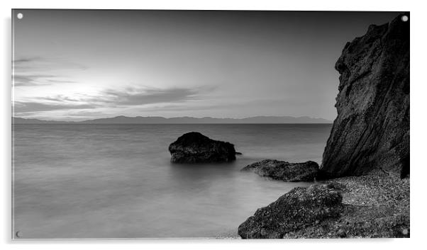 Rhodes Kato Petres Beach Black and White Panorama Acrylic by Antony McAulay