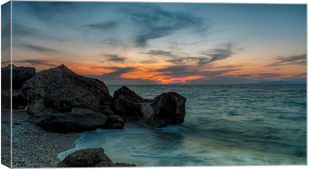 Rhodes Kato Petres Beach Sunset Panorama Canvas Print by Antony McAulay