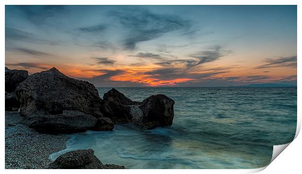 Rhodes Kato Petres Beach Sunset Panorama Print by Antony McAulay