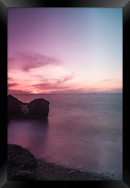 Rhodes Kato Petres Beach when the Sun Sets Framed Print by Antony McAulay