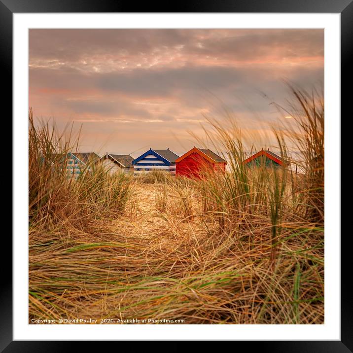 Southwold Beach huts at dawn Suffolk Framed Mounted Print by David Powley