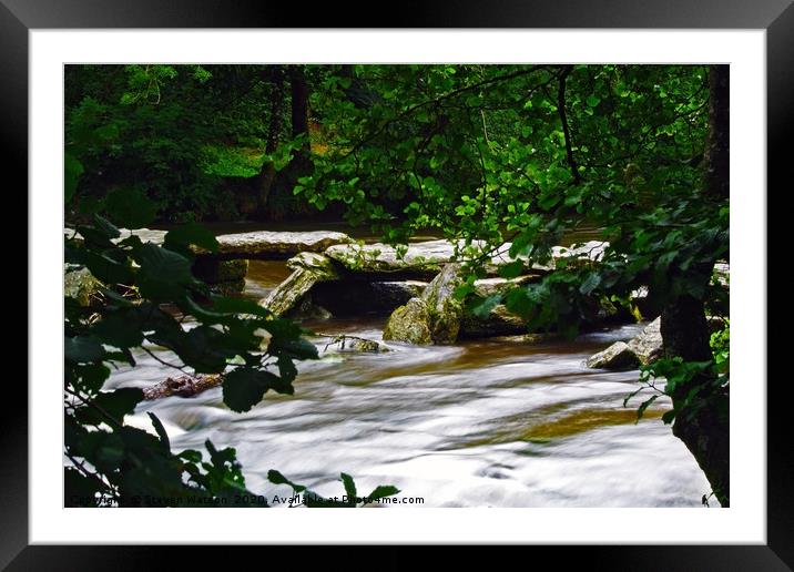 The River Barle and Tarr Steps Framed Mounted Print by Steven Watson